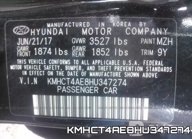 KMHCT4AE8HU347274 фото 9
