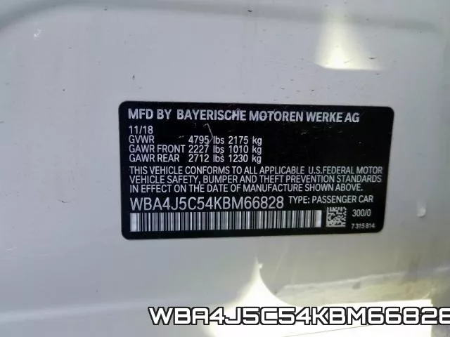 WBA4J5C54KBM66828 фото 2