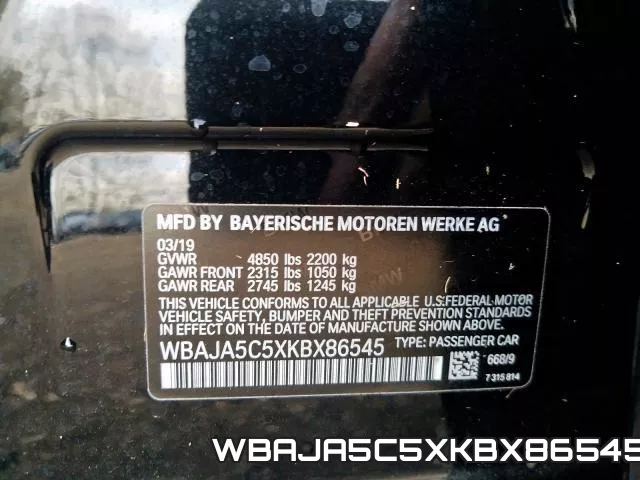 WBAJA5C5XKBX86545 фото 2
