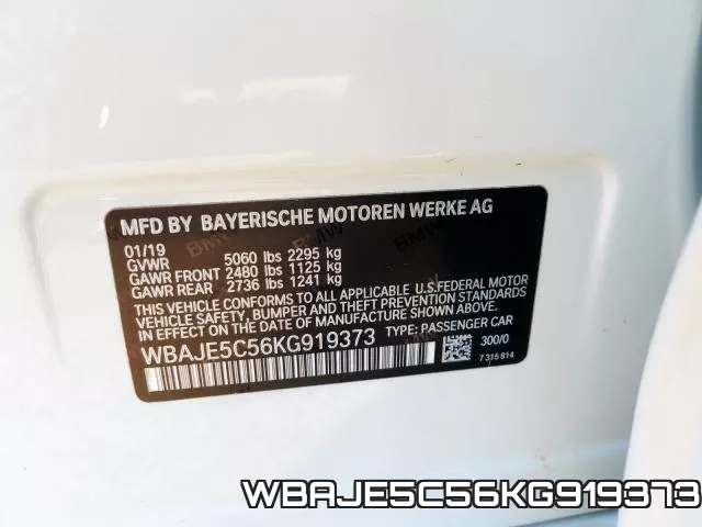 WBAJE5C56KG919373 фото 2