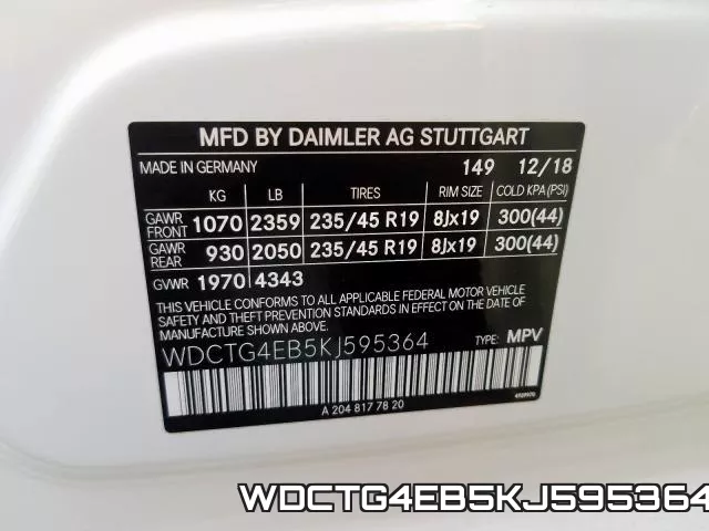 WDCTG4EB5KJ595364 фото 2