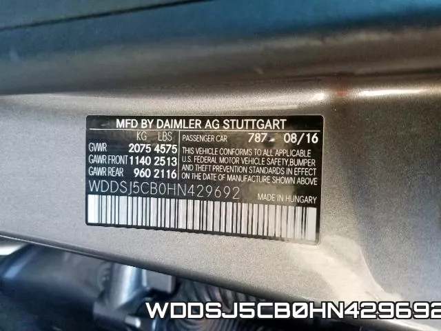 WDDSJ5CB0HN429692 фото 2