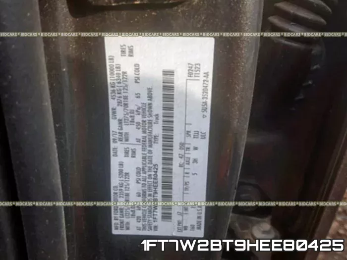 1FT7W2BT9HEE80425 фото 2
