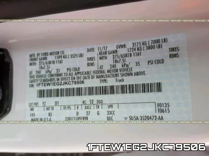 1FTEW1EG2JKC79506 фото 2
