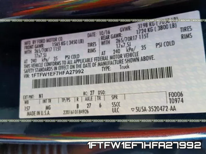 1FTFW1EF7HFA27992 фото 2
