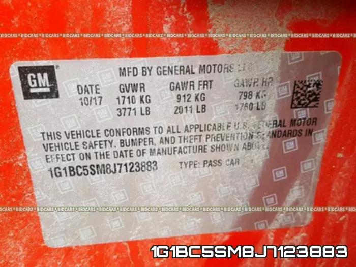 1G1BC5SM8J7123883 фото 2