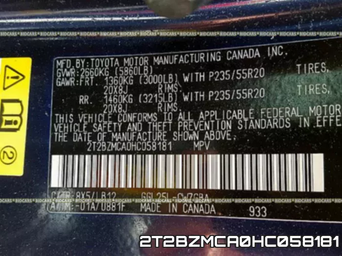 2T2BZMCA0HC058181 фото 2