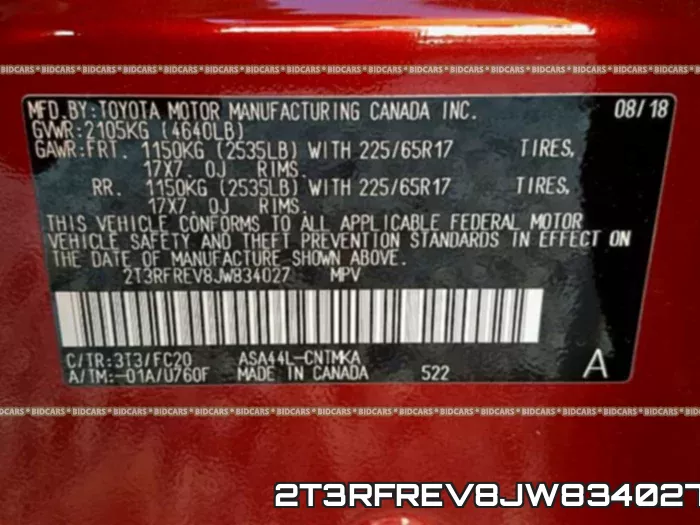 2T3RFREV8JW834027 фото 2