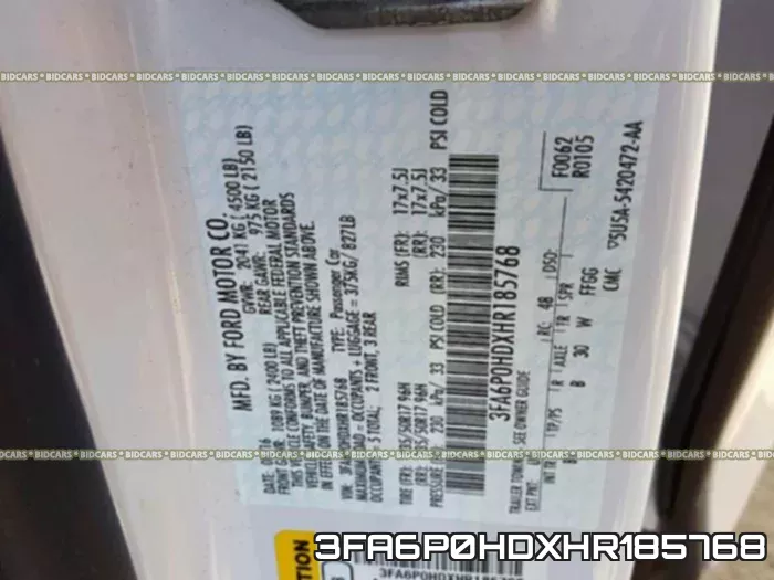 3FA6P0HDXHR185768 фото 2