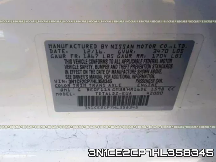 3N1CE2CP7HL358345 фото 2