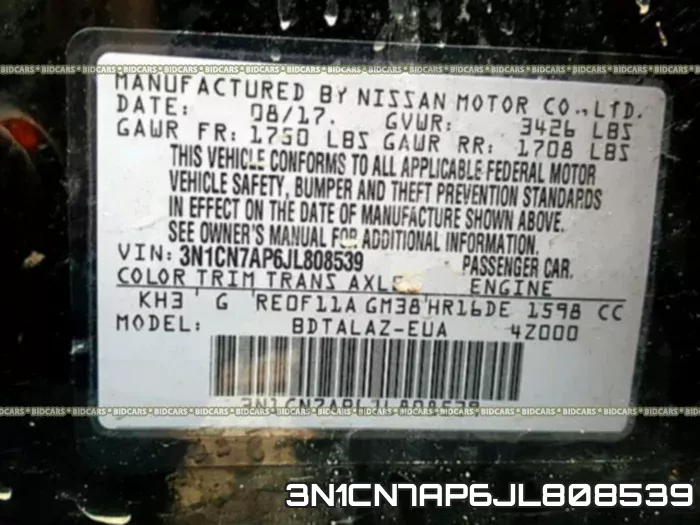 3N1CN7AP6JL808539 фото 2