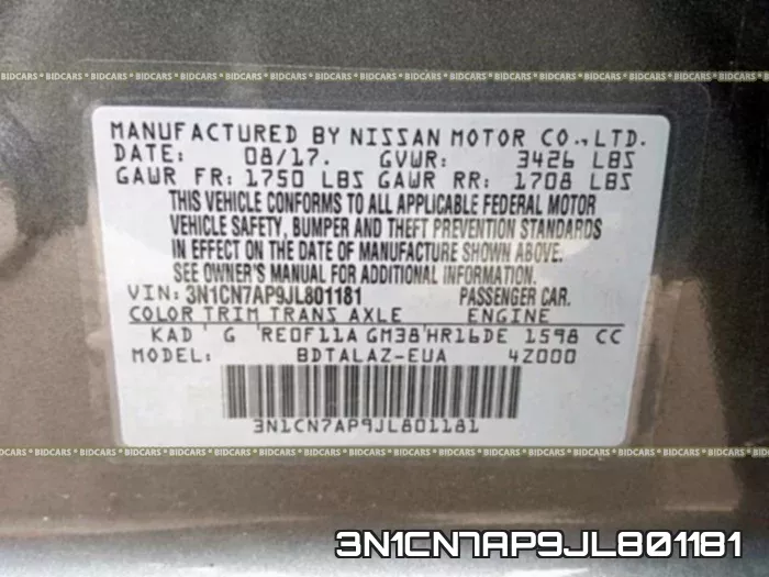 3N1CN7AP9JL801181 фото 2