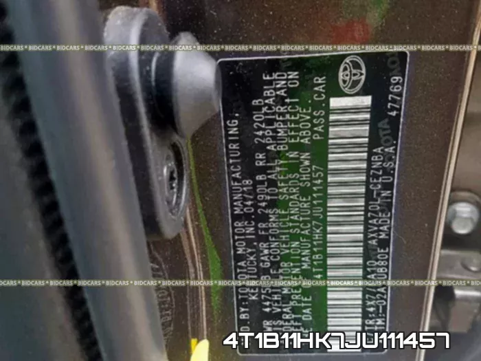 4T1B11HK7JU111457 фото 2
