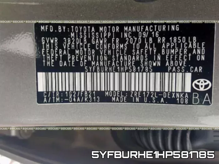 5YFBURHE1HP581785 фото 2