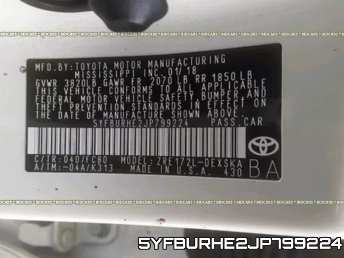 5YFBURHE2JP799224 фото 2