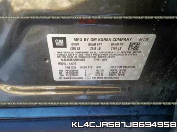 KL4CJASB7JB694958 фото 2