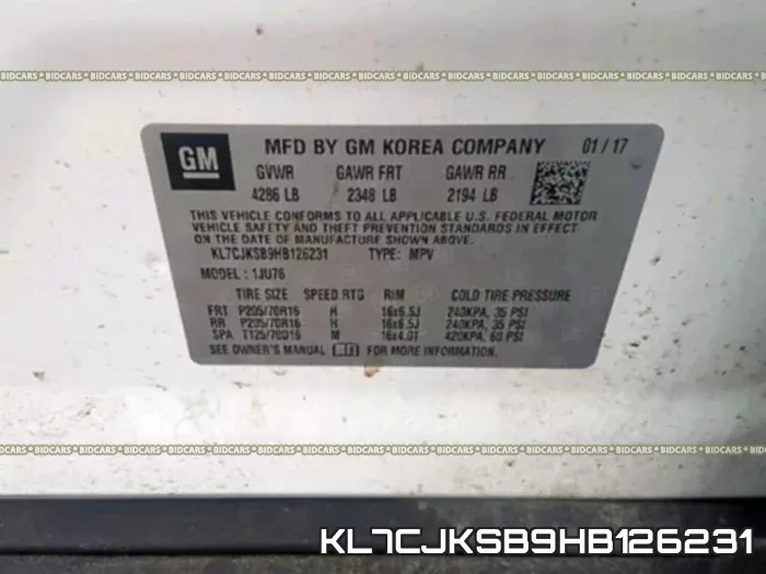 KL7CJKSB9HB126231 фото 2