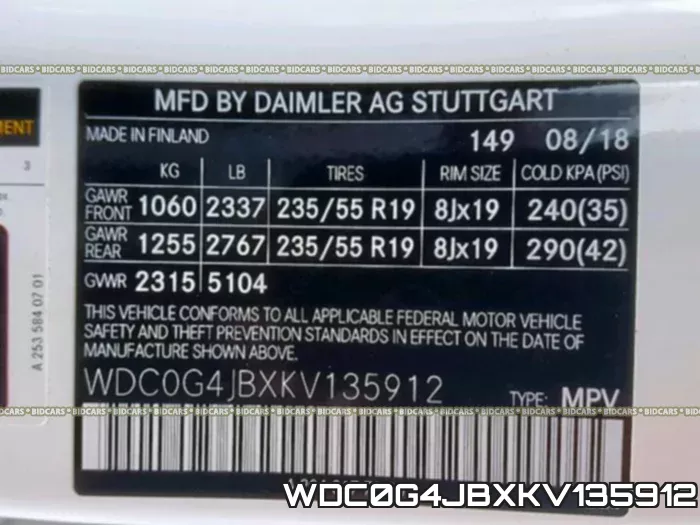 WDC0G4JBXKV135912 фото 2