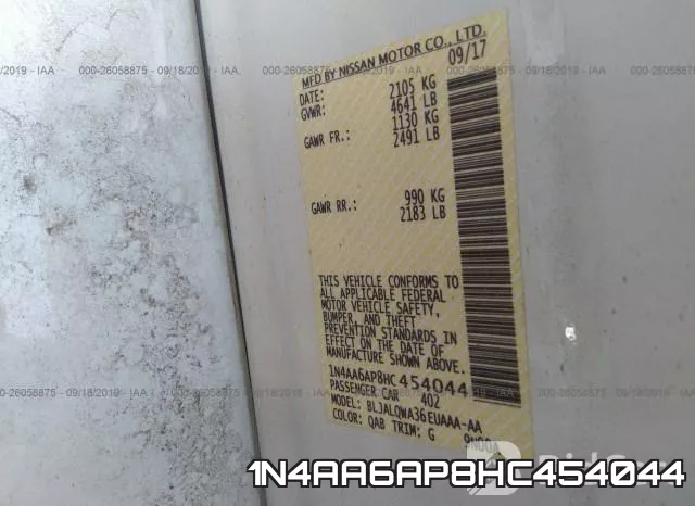 1N4AA6AP8HC454044 фото 10