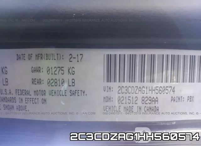 2C3CDZAG1HH560574 фото 10