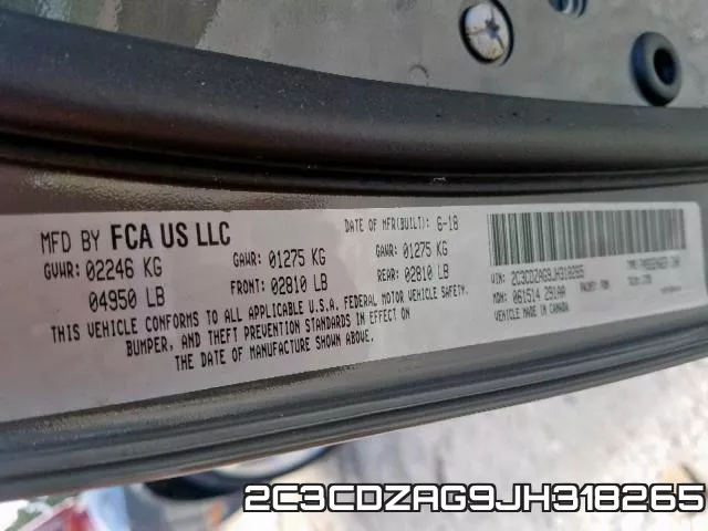 2C3CDZAG9JH318265 фото 2