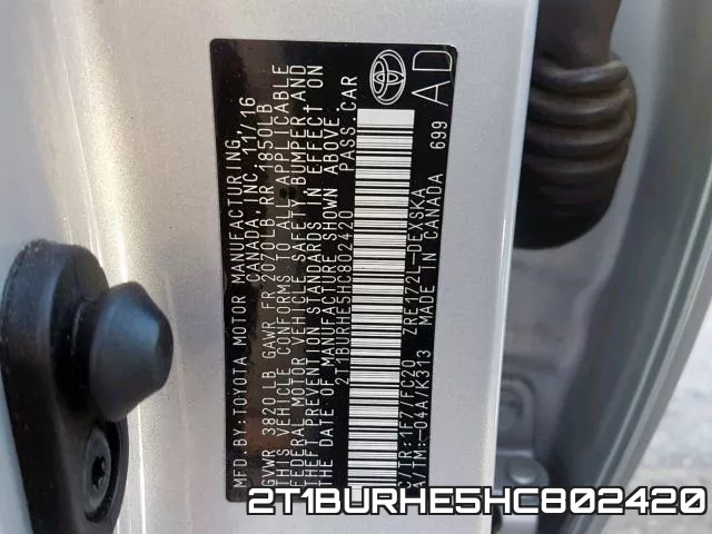 2T1BURHE5HC802420 фото 2