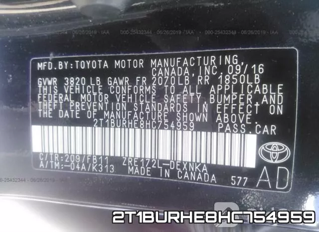 2T1BURHE8HC754959 фото 10