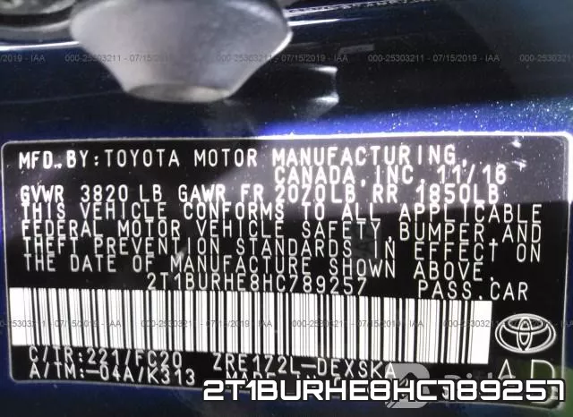 2T1BURHE8HC789257 фото 10