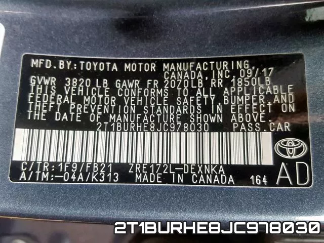 2T1BURHE8JC978030 фото 2