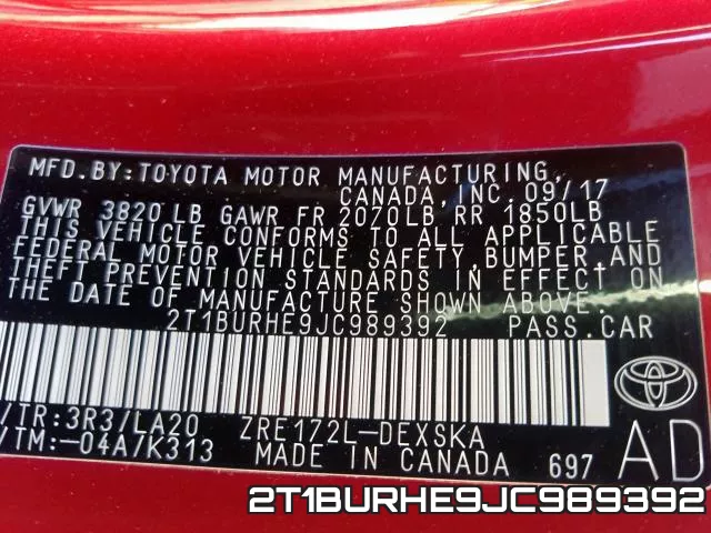 2T1BURHE9JC989392 фото 2