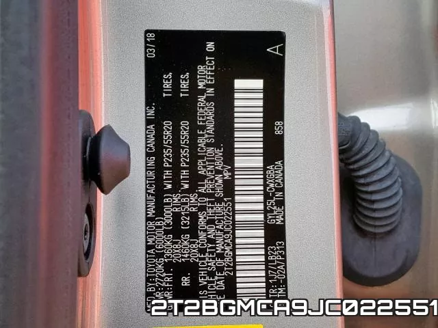 2T2BGMCA9JC022551 фото 2