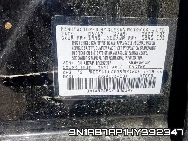 3N1AB7AP1HY392347 фото 2