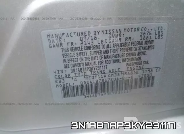 3N1AB7AP3KY231117 фото 10