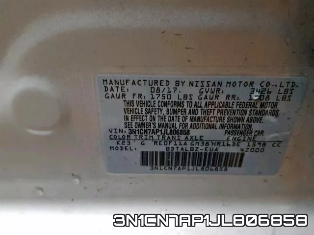 3N1CN7AP1JL806858 фото 2