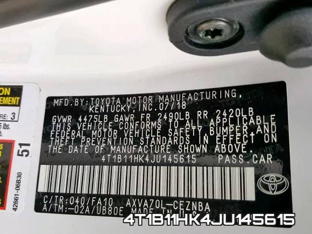4T1B11HK4JU145615 фото 2