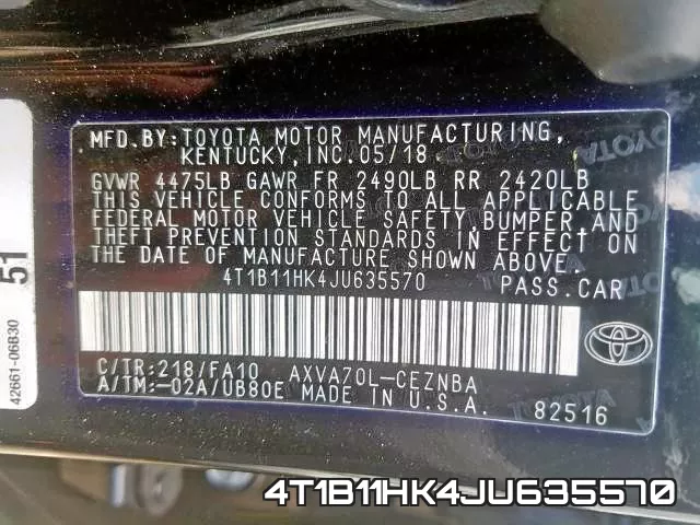 4T1B11HK4JU635570 фото 2