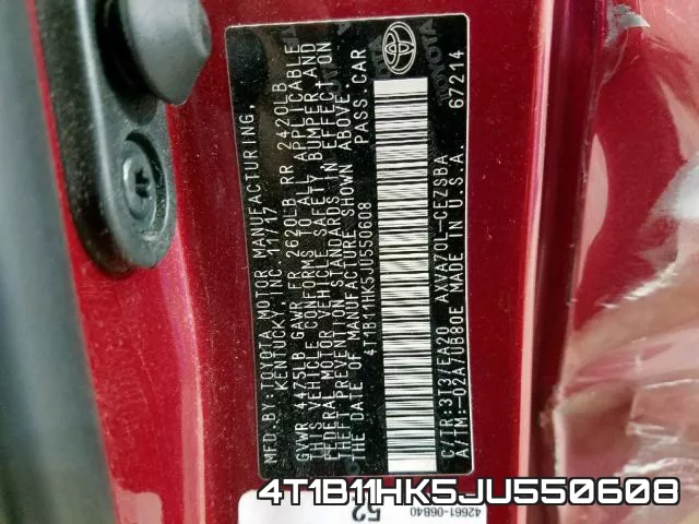 4T1B11HK5JU550608 фото 2