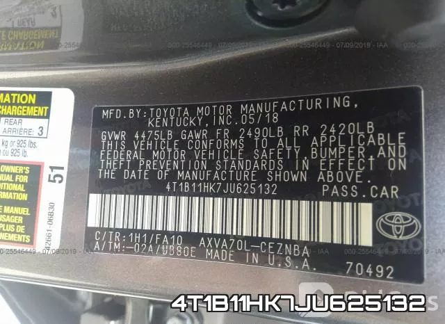 4T1B11HK7JU625132 фото 10
