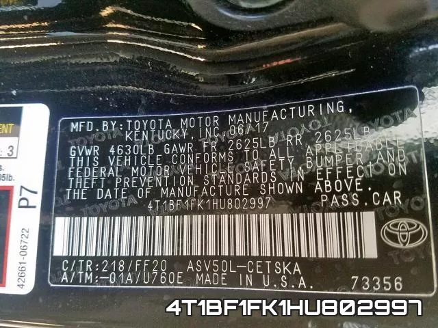 4T1BF1FK1HU802997 фото 2