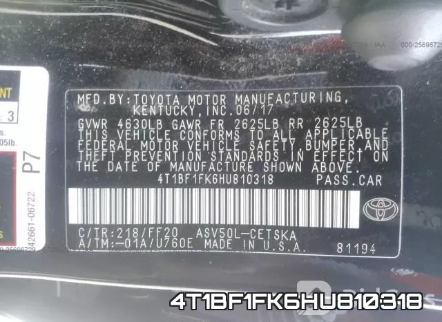 4T1BF1FK6HU810318 фото 10