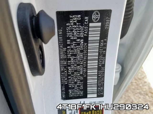 4T1BF1FK7HU290324 фото 2