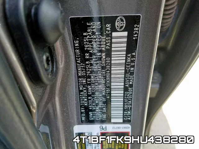 4T1BF1FK9HU438280 фото 2