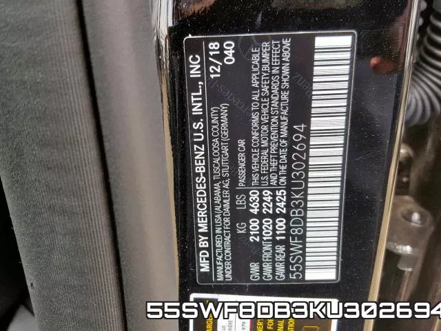 55SWF8DB3KU302694 фото 2