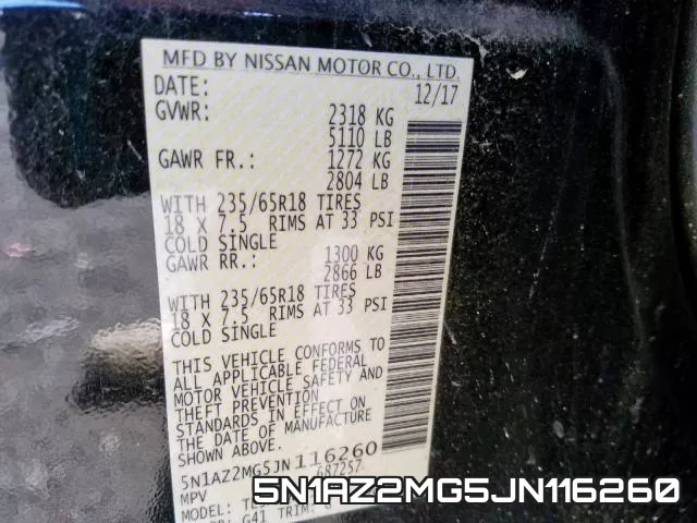 5N1AZ2MG5JN116260 фото 2