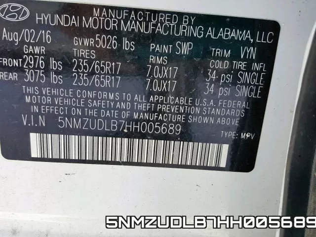 5NMZUDLB7HH005689 фото 2