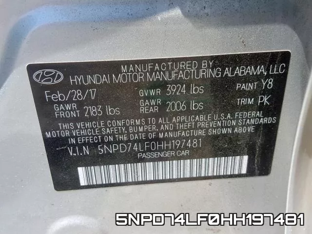5NPD74LF0HH197481 фото 2