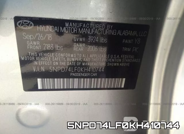 5NPD74LF0KH410744 фото 10