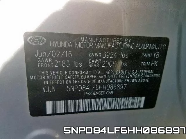 5NPD84LF6HH086897 фото 2