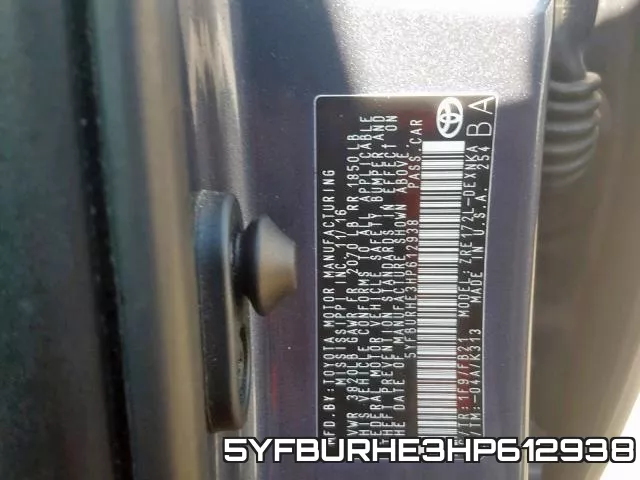 5YFBURHE3HP612938 фото 2