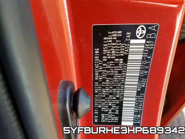 5YFBURHE3HP689342 фото 2